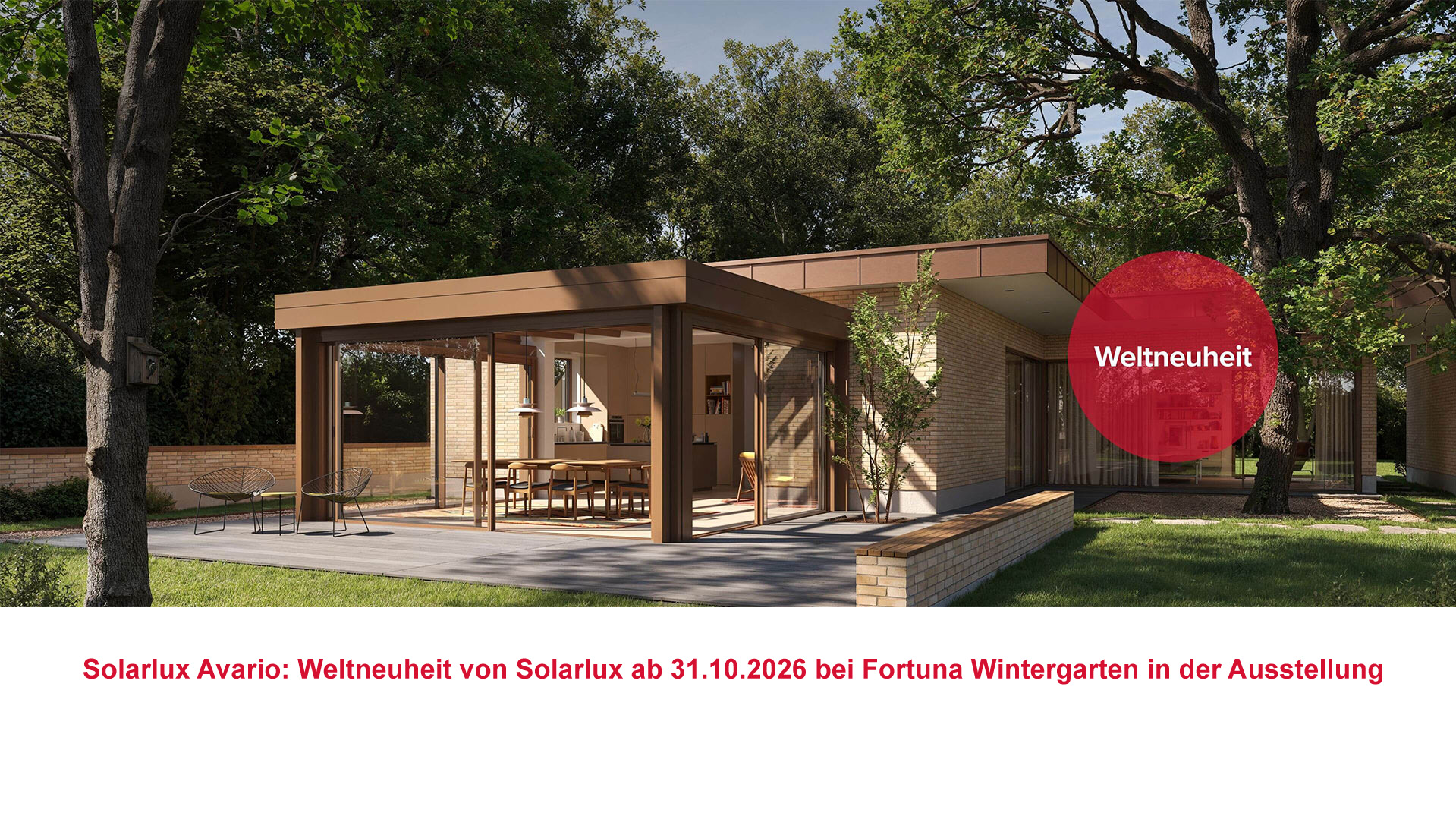 Solarlux Wintergarten und Wohnwintergarten Systeme in Aluminium oder Holz/Alu Kombination  Weltneuheit Herbst 2026: Avario